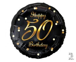 Balon foliowy B&C Happy 50 Birthday czarny nadruk złoty 18