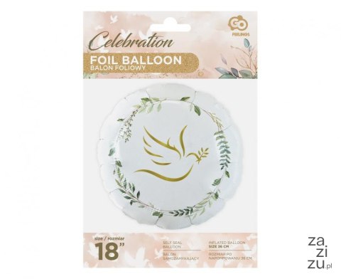 Balon foliowy Gołąbek z listkami okrągły 18" | FG-OZGL Balon foliowy Gołąbek z listkami okrągły 18" | FG-OZGL