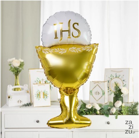 Balon foliowy Kielich z hostią złoto-biały 45cm Balon foliowy Kielich z hostią złoto-biały 45cm
