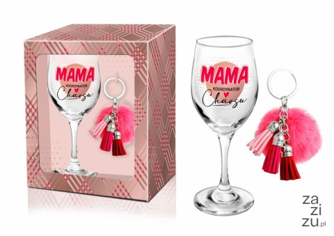 Kieliszek do wina+pompon z chwostem MAMA KOORDYNATOR Kieliszek do wina+pompon z chwostem MAMA KOORDYNATOR
