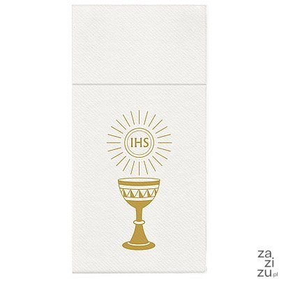Kieszonki na sztućce Airlaid 40x40cm Komunia My First Communion 25szt 76-19 Kieszonki na sztućce Airlaid 40x40cm Komunia My First Communion 25szt 76-19
