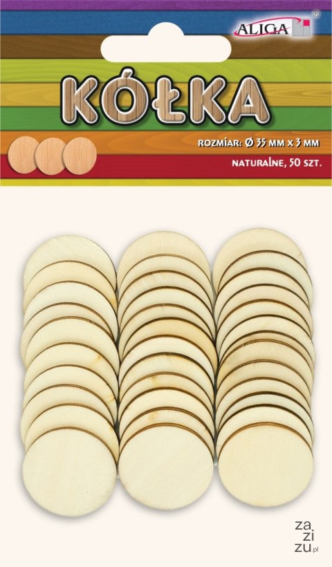 Kółka naturalne 30 szt.,śr.35 mm PK-6388