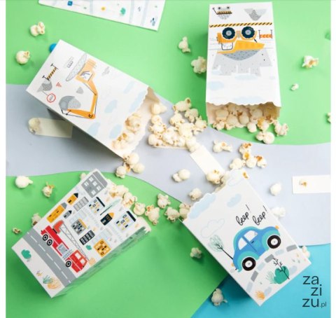 Pudełka na popcorn zestaw Auta 8,5x12,5cm 6szt. Pudełka na popcorn zestaw Auta 8,5x12,5cm 6szt.