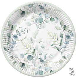 Talerze papierowe 18cm gałązki eukaliptusa 8szt. | 79-36