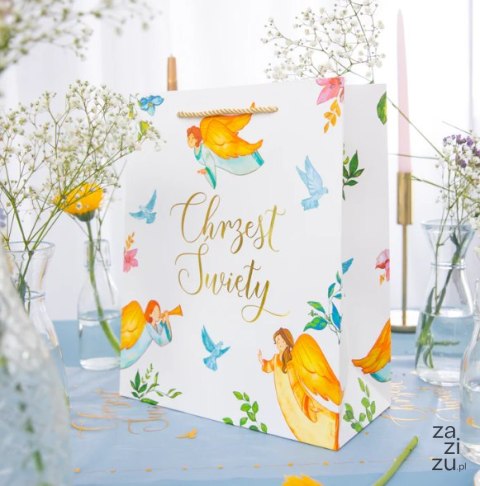 Torebki na prezenty Chrzest Anioły 32x27 12szt. Torebki na prezenty Chrzest Anioły 32x27 12szt.
