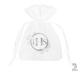Woreczki z organzy IHS biało-srebrne 10szt.