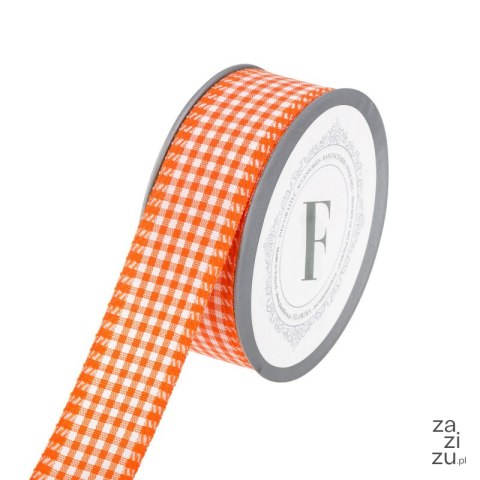 Wstążka krata biało pomarańczowa DOROTHY 4cmx10m 22543 M.04/10 01-10-01 Wstążka krata biało pomarańczowa DOROTHY 4cmx10m 22543 M.04/10 01-10-01