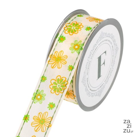 Wstążka taśma MARGARETKI krem pomarańcz 3,5cmx10m | 225387 M.3,5/10 04-10-33 Wstążka taśma MARGARETKI krem pomarańcz 3,5cmx10m | 225387 M.3,5/10 04-10-33