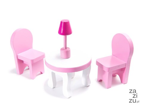Domek dla lalek drewniany różowy 70cm LED Domek dla lalek drewniany różowy 70cm LED