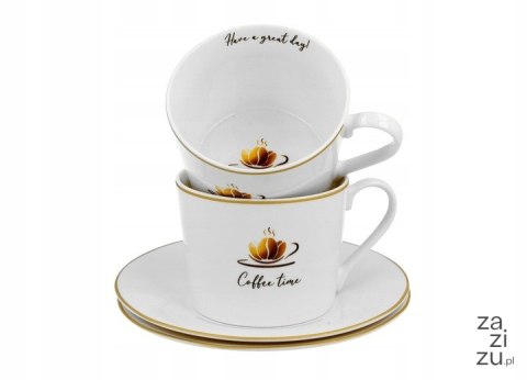 Filiżanka Duo Coffee Time 2szt. porcelana spodki 230ml Filiżanka Duo Coffee Time 2szt. porcelana spodki 230ml