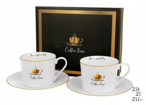 Filiżanka Duo Coffee Time 2szt. porcelana spodki 230ml Filiżanka Duo Coffee Time 2szt. porcelana spodki 230ml