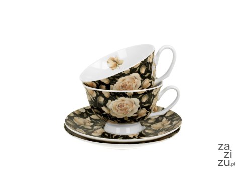 Filiżanki royal ze spodkami komplet 2szt. ENGLISH ROSES BLACK Filiżanki royal ze spodkami komplet 2szt. ENGLISH ROSES BLACK