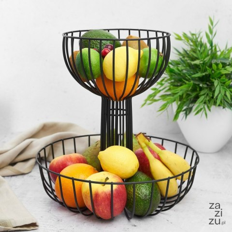 Kosz na owoce Fuente 30x30cm 2 poziomy czarny Kosz na owoce Fuente 30x30cm 2 poziomy czarny
