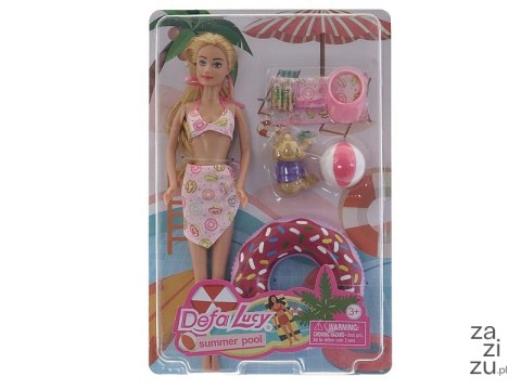 Lalka 29cm na plaży z zabawkami dmuchanymi; 32x22x4,5cm Lalka 29cm na plaży z zabawkami dmuchanymi; 32x22x4,5cm