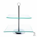 Patera szklana Magdalena 20/25 cm kwadratowa dwupoziomowa