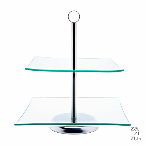 Patera szklana Magdalena 20/25 cm kwadratowa dwupoziomowa Patera szklana Magdalena 20/25 cm kwadratowa dwupoziomowa