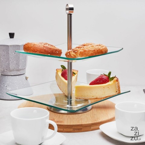 Patera szklana Magdalena 20/25 cm kwadratowa dwupoziomowa Patera szklana Magdalena 20/25 cm kwadratowa dwupoziomowa