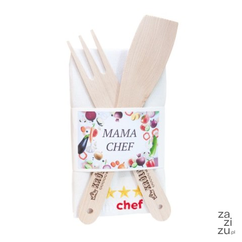 Zestaw prezentowy ściereczka kuchenna i łopatka / widelec MAMA SZEF Zestaw prezentowy ściereczka kuchenna i łopatka / widelec MAMA SZEF