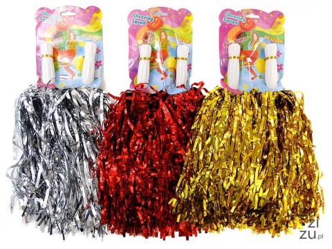 Pompony cheerleaderki 10kpl x 2szt. plastikowe rączki błyszczące paski, mix kolorów 17x14cm Pompony cheerleaderki 10kpl x 2szt. plastikowe rączki błyszczące paski, mix kolorów 17x14cm
