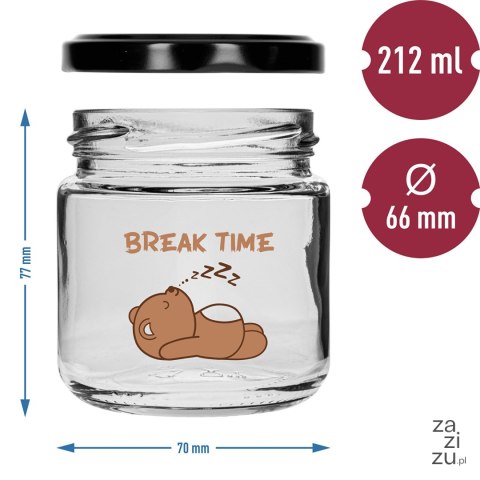 Słoik dla dzieci twist off 212ml z nadrukiem i zakrętką czarną fi 66/4 6 szt. Słoik dla dzieci twist off 212ml z nadrukiem i zakrętką czarną fi 66/4 6 szt.