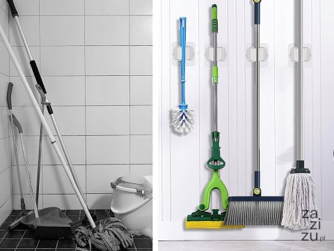 Wieszak 10szt. samoprzylepny uchwyt na szczotkę mop kija | 01896 Wieszak 10szt. samoprzylepny uchwyt na szczotkę mop kija | 01896