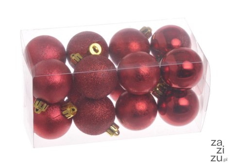 Bombki czerwone 4cm 16szt. | 158CAN4-16MIX_05 Bombki czerwone 4cm 16szt. | 158CAN4-16MIX_05