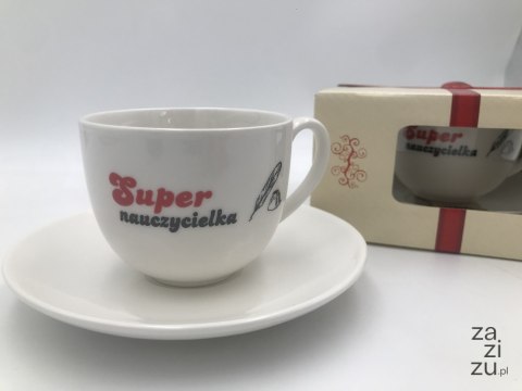Filiżanka + spodek Super Nauczycielka Filiżanka + spodek Super Nauczycielka