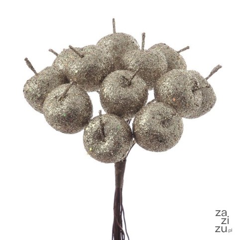 Jabłuszka w brokacie na druciku 11cm 12pęczków x 12szt. PLATYNA 923CAN7901_07 Jabłuszka w brokacie na druciku 11cm 12pęczków x 12szt. PLATYNA 923CAN7901_07