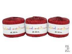 Kordonek metalizowany czerwony 2mm X50m 3szt. KOB-04 Kordonek metalizowany czerwony 2mm X50m 3szt. KOB-04