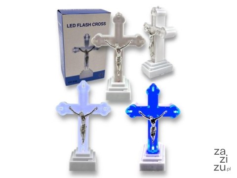 Krzyż LED 13 x 8cm świecący krzyż WHITE/BLUE 3851 Krzyż LED 13 x 8cm świecący krzyż WHITE/BLUE 3851