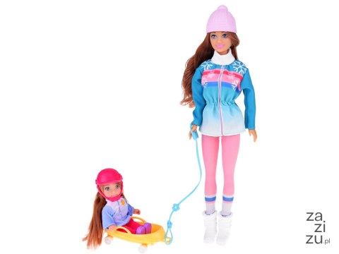 Lalka 30cm i laleczka 12cm na sankach zimowe sporty Anlily | ZA4765 Lalka 30cm i laleczka 12cm na sankach zimowe sporty Anlily | ZA4765