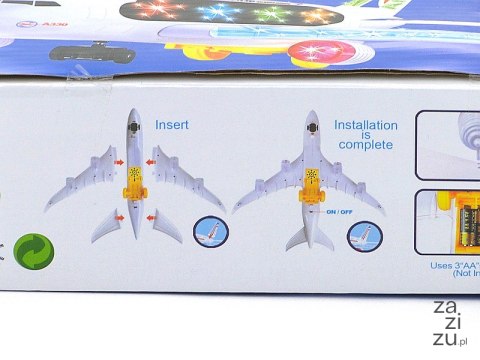 Samolot na baterie światło 3D muzyka Samolot na baterie światło 3D muzyka