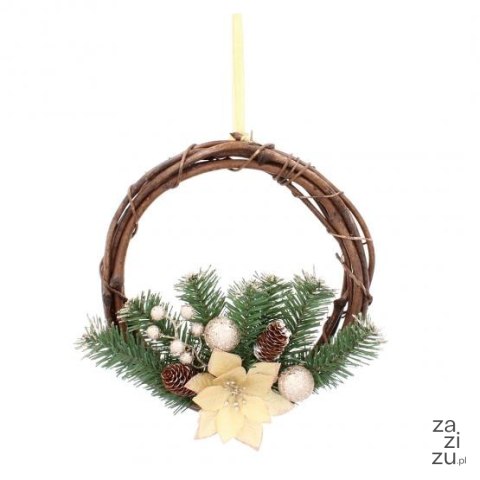 Wieniec świąteczny wiszący 30 cm rattan złoty Wieniec świąteczny wiszący 30 cm rattan złoty