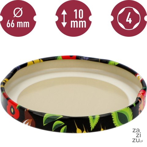 Zakrętka fi 66/4 czarna Folk 10szt. | 136433 Zakrętka fi 66/4 czarna Folk 10szt. | 136433