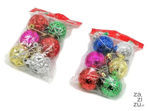 Bombki kolorowe 6szt. mix wzorów 4cm Bombki kolorowe 6szt. mix wzorów 4cm