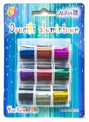 Druciki aluminiowe na szpulkach 0,3 mm x 3 m. 9 kolorów DA-3656