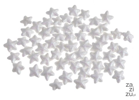 Gwiazdki brokatowe białe 60szt 2,5cm GMG82341-60_508 Gwiazdki brokatowe białe 60szt 2,5cm GMG82341-60_508