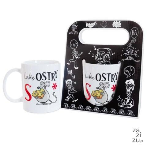 Kubek ceramiczny z napisem " Lubię ostry se*" w ozdobnym czarnym opakowaniu Kubek ceramiczny z napisem " Lubię ostry se*" w ozdobnym czarnym opakowaniu