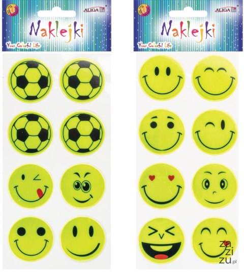 Naklejki odblaskowe śr.4cm. MIX 8szt. NK-8887 Naklejki odblaskowe śr.4cm. MIX 8szt. NK-8887