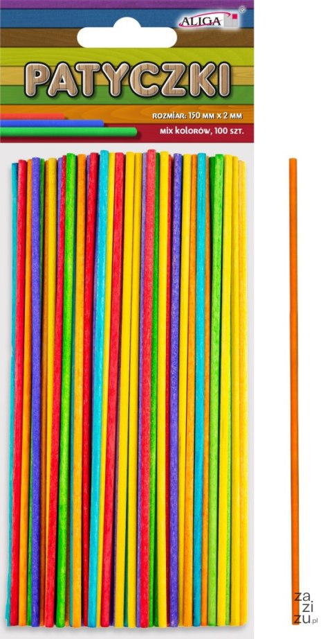 Patyczki PK-2150 okrągłe mix kolorów 150x2mm,op.100szt. Patyczki PK-2150 okrągłe mix kolorów 150x2mm,op.100szt.