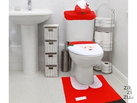 Świateczny zestaw łazienkowy mikołaj dywanik pokrowiec wc na deskę Świateczny zestaw łazienkowy mikołaj dywanik pokrowiec wc na deskę
