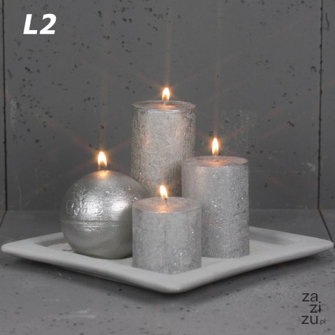 Świeca rustykalna stołowa srebrna 250/22mm 2szt. | RSTO25LA2 Świeca rustykalna stołowa srebrna 250/22mm 2szt. | RSTO25LA2
