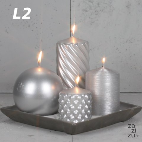 Świeca walec metalizowana srebrna 70/200mm | L2 W70200MET Świeca walec metalizowana srebrna 70/200mm | L2 W70200MET