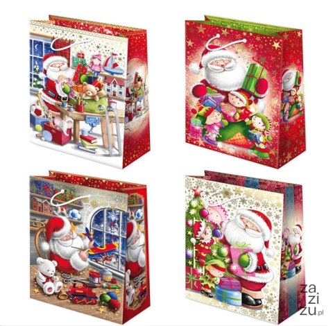 Torebki ozdobne 10szt. set S-25 Mikołaj 34,5x48x13cm | T-10L Torebki ozdobne 10szt. set S-25 Mikołaj 34,5x48x13cm | T-10L