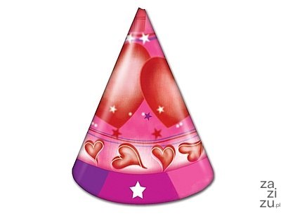 Czapeczki papierowe 15cm "Serduszka" 6szt. 64-73 Czapeczki papierowe 15cm "Serduszka" 6szt. 64-73