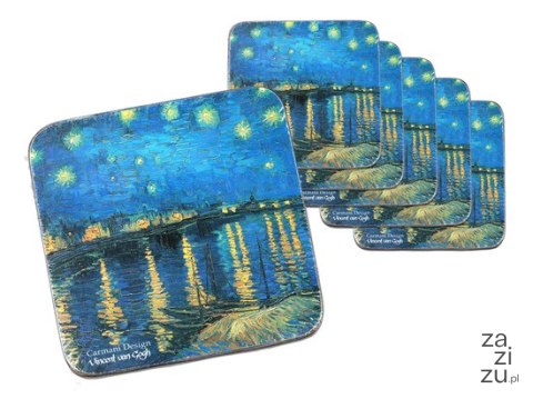 Komplet 6 podkładek korkowych - V. van Gogh, Gwiaździsta Noc nad Rodanem | 830-0006 Komplet 6 podkładek korkowych - V. van Gogh, Gwiaździsta Noc nad Rodanem | 830-0006