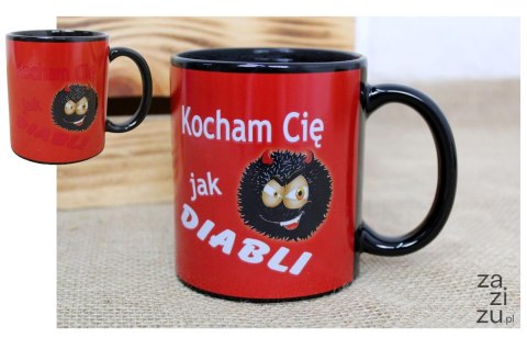 Kubek ceramiczny magiczny Kocham Cię jak diabli 9,5x8 cm 380 ml CKZ-102 Kubek ceramiczny magiczny Kocham Cię jak diabli 9,5x8 cm 380 ml CKZ-102