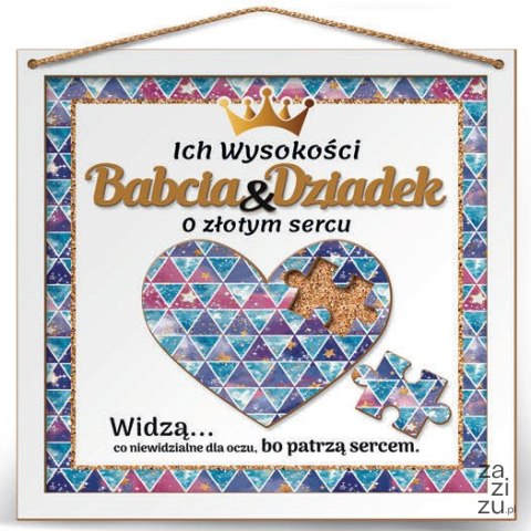 Ramka 22x22cm puzzle 3D Ich Wysokości Babcia i Dziadek o złotym sercu Ramka 22x22cm puzzle 3D Ich Wysokości Babcia i Dziadek o złotym sercu