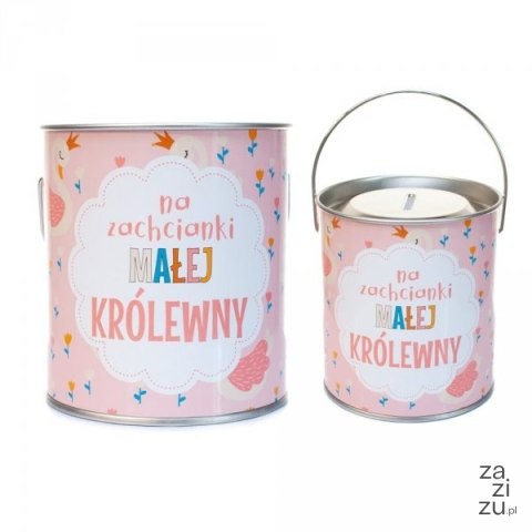 Skarbonka PCV z wciskanym wieczkiem i uchwytem "Na zachcianki małej królewny" Skarbonka PCV z wciskanym wieczkiem i uchwytem "Na zachcianki małej królewny"