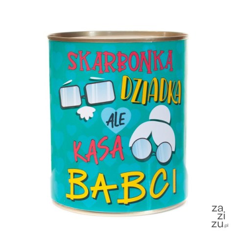 Skarbonka metalowa urodzinowa z napisem " Skarbonka DZIADKA ale kasa BABCI". 10x11.6 cm Skarbonka metalowa urodzinowa z napisem " Skarbonka DZIADKA ale kasa BABCI". 10x11.6 cm
